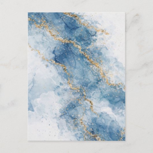 Elegant Blue Gold Glitter Abstract Flow            Briefkaart (Voorkant)