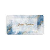 Elegant Blue Gold Glitter Abstract Flow            Etiket (Voorkant)