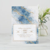 Elegant Blue Gold Glitter Abstract Flow            Kaart (Staand voorkant)