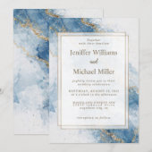 Elegant Blue Gold Glitter Abstract Flow            Kaart (Voorkant / Achterkant)