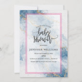 Elegant Blue Gold Glitter Abstract Flow Kaart (Voorkant)