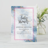 Elegant Blue Gold Glitter Abstract Flow            Kaart (Staand voorkant)