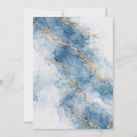 Elegant Blue Gold Glitter Abstract Flow            Kaart (Achterkant)