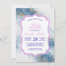 Elegant Blue Gold Glitter Abstract Flow            Kaart