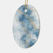 Elegant Blue Gold Glitter Abstract Flow            Keramisch Ornament (Links)