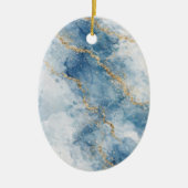 Elegant Blue Gold Glitter Abstract Flow            Keramisch Ornament (Voorkant)