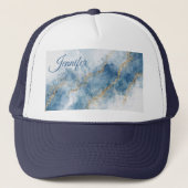 Elegant Blue Gold Glitter Abstract Flow Trucker Pet (Voorkant)