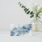 Elegant Blue Gold Glitter Abstract Flow            Visitekaartje (Staand voorkant)