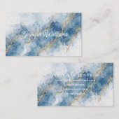 Elegant Blue Gold Glitter Abstract Flow            Visitekaartje (Voorkant / Achterkant)