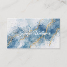 Elegant Blue Gold Glitter Abstract Flow           