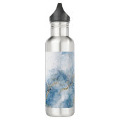 Elegant Blue Gold Glitter Abstract Flow Waterfles (Links)