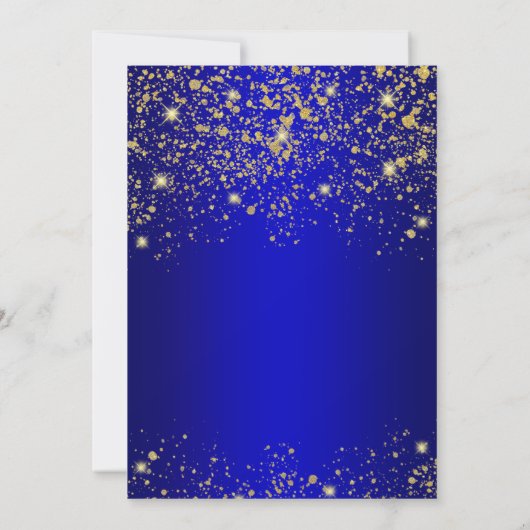 Elegant Blue Gold Glitter Christmas Eve Party Kaart (Achterkant)