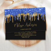 Elegant Blue Gold Glitter-schijven zwart, modern Visitekaartje