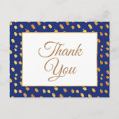 Elegant Blue Gold Hartelijk dank Briefkaart (Voorkant)