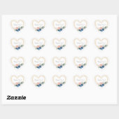 Elegant Blue Gold Heart Floral Names Hartelijk dan Hart Sticker (Vel)