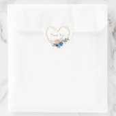 Elegant Blue Gold Heart Floral Names Hartelijk dan Hart Sticker (Tas)
