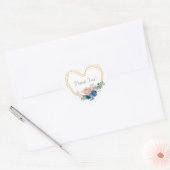 Elegant Blue Gold Heart Floral Names Hartelijk dan Hart Sticker (Envelop)