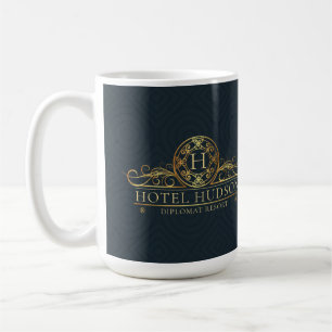 Elegant Blue Gold Hotel Branding Koffiemok