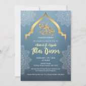 Elegant Blue & Gold Iftar Invitation Kaart (Voorkant)