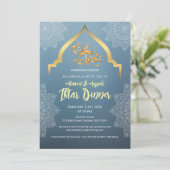 Elegant Blue & Gold Iftar Invitation Kaart (Staand voorkant)