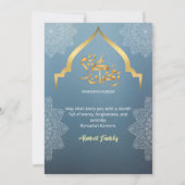 Elegant Blue & Gold Iftar Invitation Kaart (Achterkant)