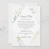 Elegant Blue Gold( Imitat) Watercolour Wedding Kaart (Voorkant)