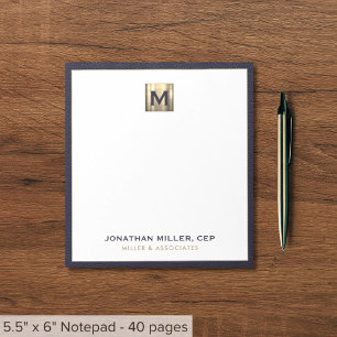 Elegant Blue Gold Initiaal Logo Notitieblok