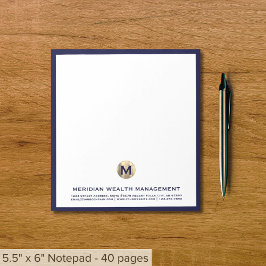 Elegant Blue Gold Initiaal Logo Notitieblok