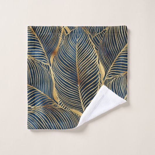 Elegant Blue Gold Leaf-ontwerp Bad Handdoek (Wasdoekje)