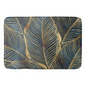Elegant Blue Gold Leaf-ontwerp Badmat (Voorkant)