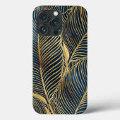 Elegant Blue Gold Leaf-ontwerp Case-Mate iPhone Case (Achterkant)