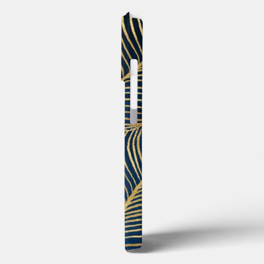 Elegant Blue Gold Leaf-ontwerp Case-Mate iPhone Case (Achterkant / Links)