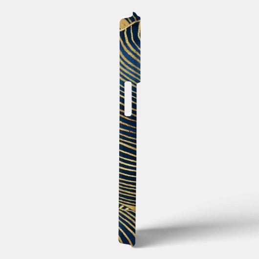 Elegant Blue Gold Leaf-ontwerp Case-Mate iPhone Case (Achterkant / Rechts)