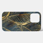 Elegant Blue Gold Leaf-ontwerp Case-Mate iPhone Case (Achterkant (horizontaal))