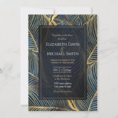 Elegant Blue Gold Leaf-ontwerp Kaart (Voorkant)