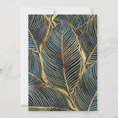 Elegant Blue Gold Leaf-ontwerp Kaart (Achterkant)