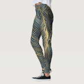 Elegant Blue Gold Leaf-ontwerp Leggings (Links)