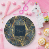 Elegant Blue Gold Leaf-ontwerp Papieren Bordje (Feest)