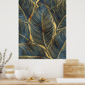 Elegant Blue Gold Leaf-ontwerp Poster (Keuken)