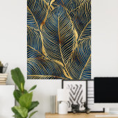 Elegant Blue Gold Leaf-ontwerp Poster (Thuiskantoor)
