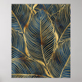 Elegant Blue Gold Leaf-ontwerp Poster (Voorkant)