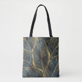 Elegant Blue Gold Leaf-ontwerp Tote Bag (Voorkant)