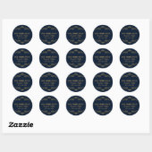 Elegant Blue & Gold Lijst Ronde Sticker (Vel)