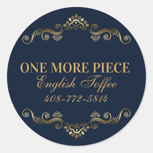 Elegant Blue & Gold Lijst Ronde Sticker (Voorkant)