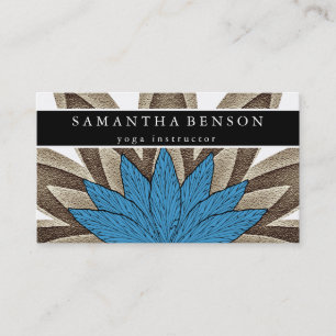 Elegant Blue & Gold Lotus Flower Logo Yoga Visitekaartje