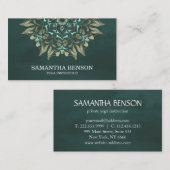 Elegant Blue & Gold Lotus Yoga Instructor Business Visitekaartje (Voorkant / Achterkant)