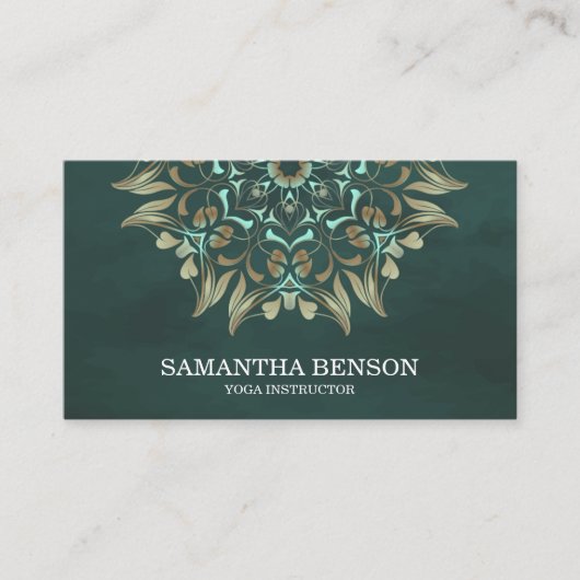 Elegant Blue & Gold Lotus Yoga Instructor Business Visitekaartje (Voorkant)