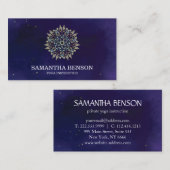 Elegant Blue & Gold Lotus Yoga Instructor Visitekaartje (Voorkant / Achterkant)