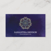Elegant Blue & Gold Lotus Yoga Instructor Visitekaartje (Voorkant)