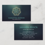 Elegant Blue & Gold Lotus Yoga Instructor Visitekaartje (Voorkant / Achterkant)